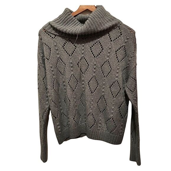 Loft Womens Sweater Size Xs Gray Chunky Cable Knit Turtleneck Wool Blend New Nwt - Picture 1 of 6